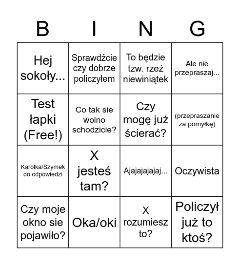 Pan Ryś bingo Card