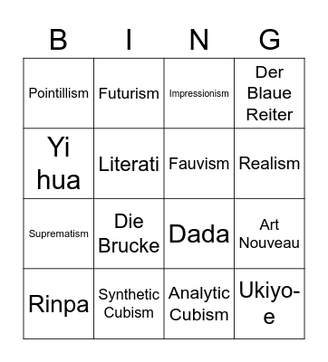 Term Review Bingo Card