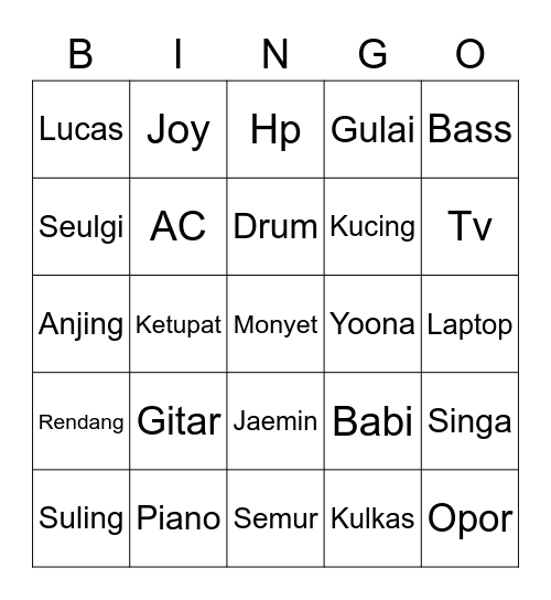 PAKMINJU01 Bingo Card