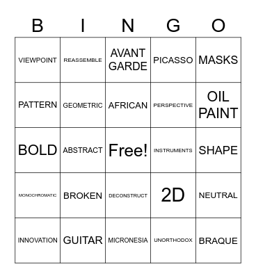 CUBISM Bingo Card