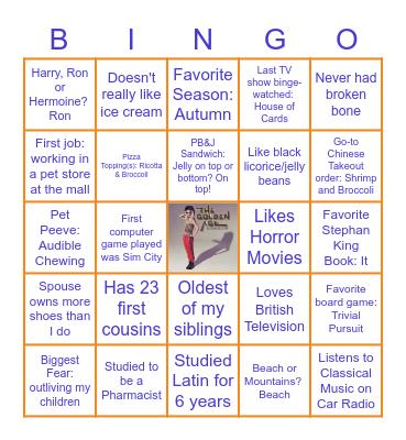 Asteroid Galaxy Tour Bingo Card