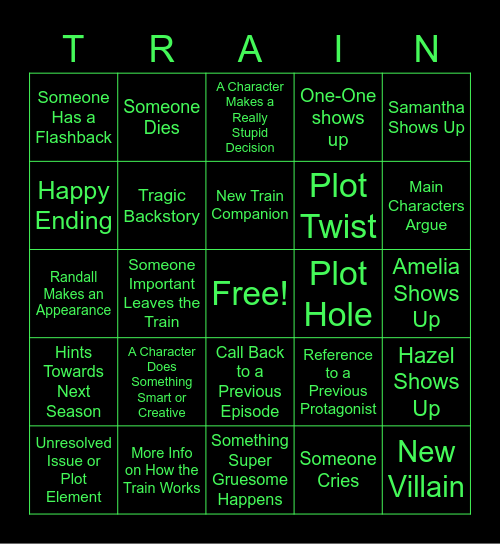 Infinity Train Season 4 Bingo Card