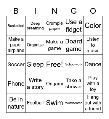 Coping Skills Bingo! Bingo Card