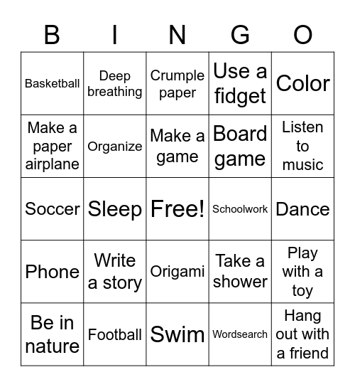 Coping Skills Bingo! Bingo Card