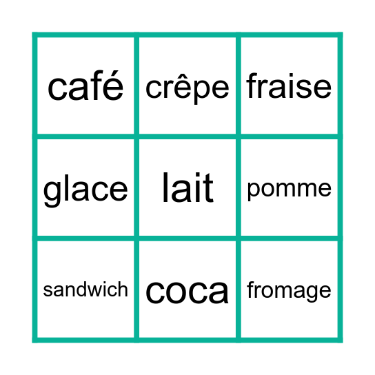 Au café Bingo Card