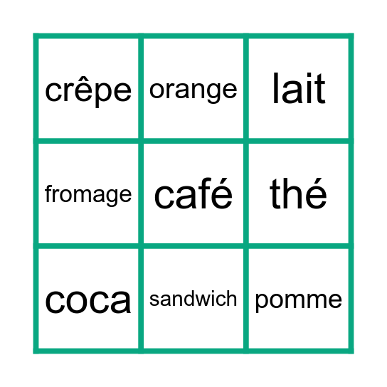 Au cafe Bingo Card