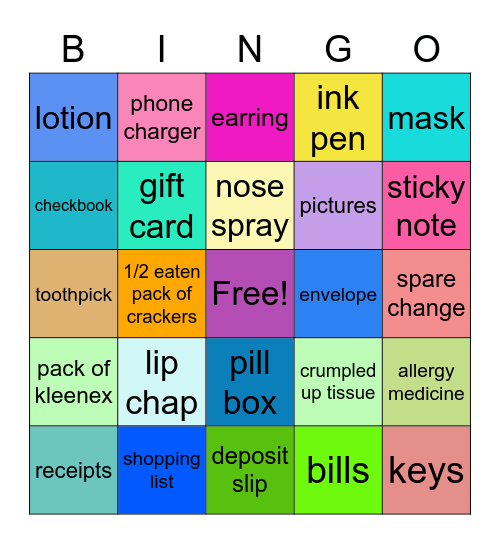Patti's Purse Bingo Card