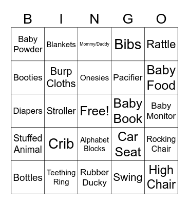 Oh Baby Bingo Card