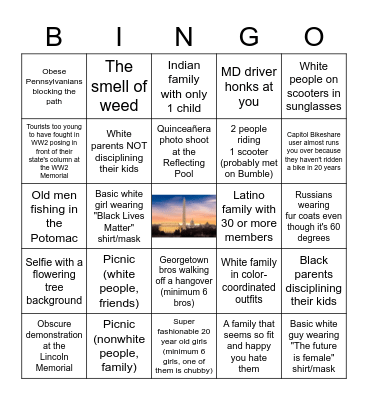 Running in DC in the Spring Bingo Card