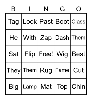 Sight Words Bingo! Bingo Card