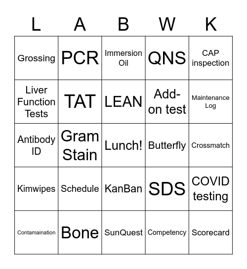Lab Week 2021 Bingo Card