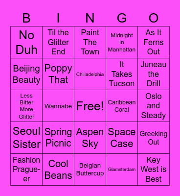 Michelle's Birthday Bingo Card
