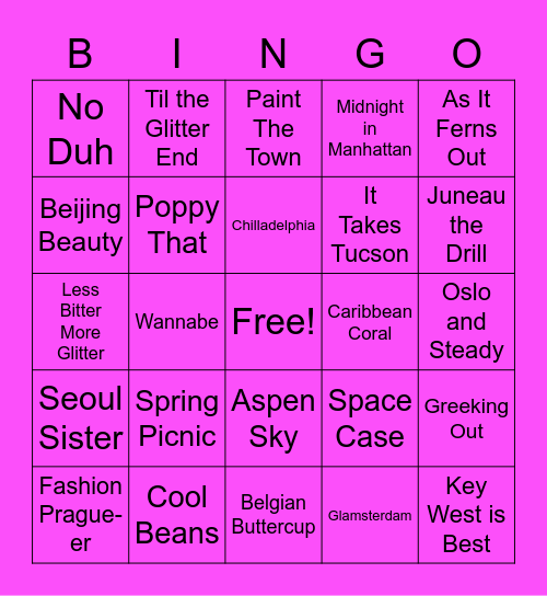 Michelle's Birthday Bingo Card