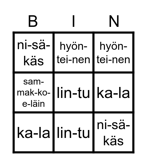 Luo-kit-te-lu : e-läi-met Bingo Card