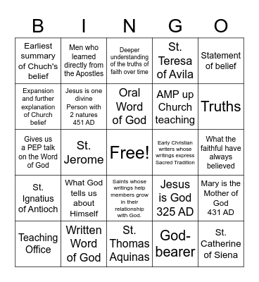 Ch 4 The Teaching Church Bingo Card