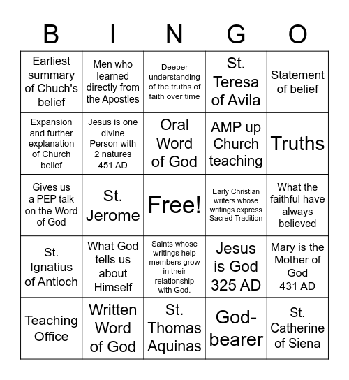 Ch 4 The Teaching Church Bingo Card