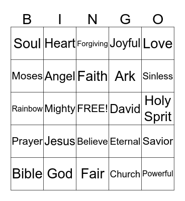 Christian bingo Card