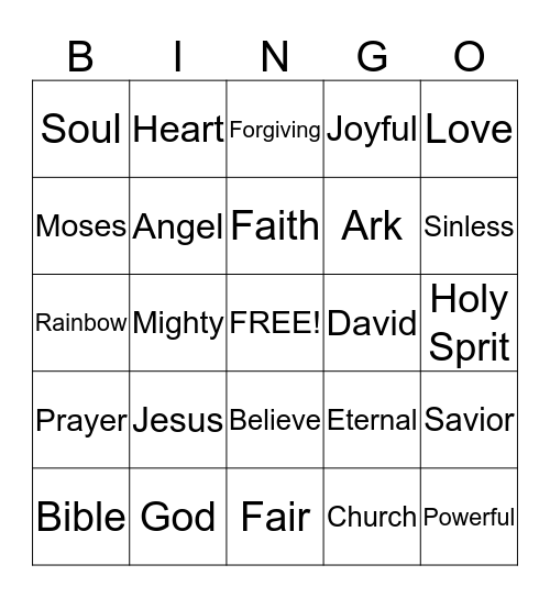 Christian bingo Card