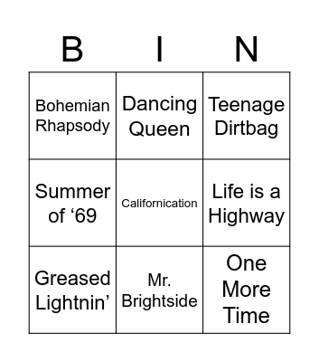 Golden Oldies! Bingo Card