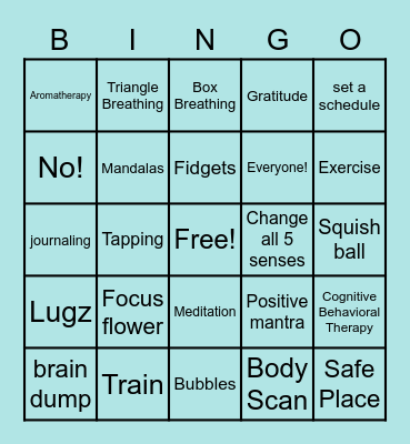 Coping skills Bingo Card