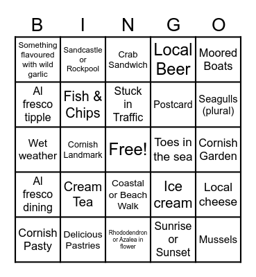 Holiday Bingo (Cornwall Edition) Bingo Card
