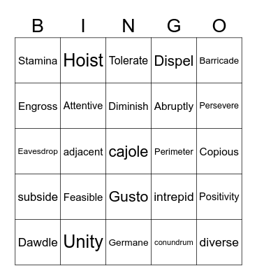 PRIDE Word of the Day BINGO 3 Bingo Card