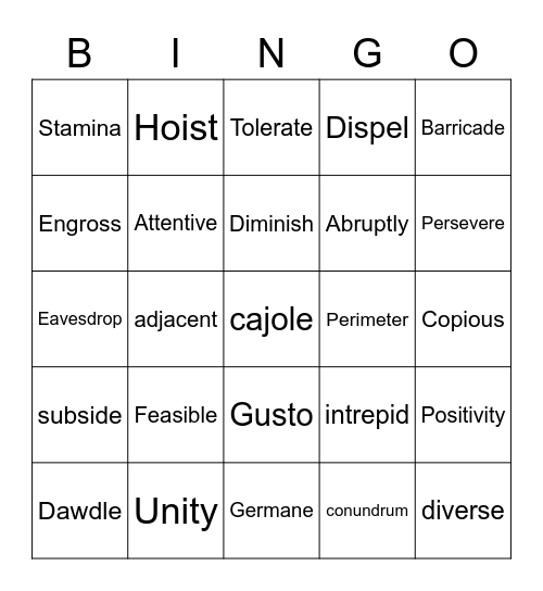 PRIDE Word of the Day BINGO 3 Bingo Card