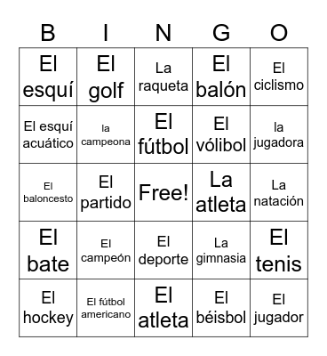 LOS DEPORTES Bingo Card