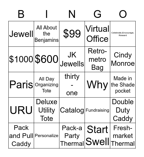 Thirty-one Bingo Card