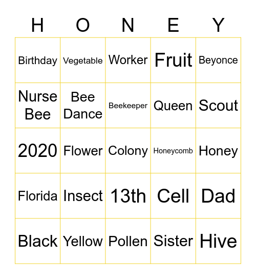 BEE-I-N-G-O Bingo Card