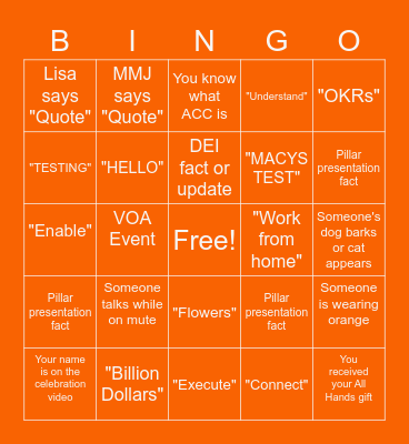 IMSO All Hands May 2021 Bingo Card
