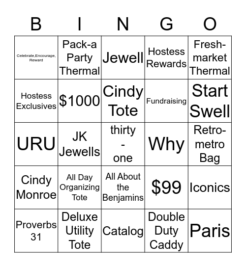 Thirty-one Bingo Card