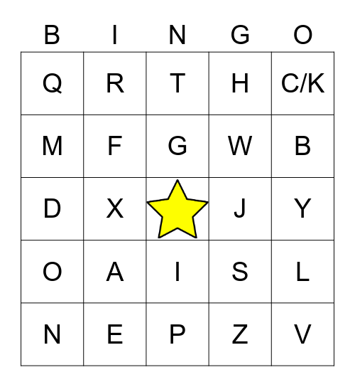 Uppercase Alphabet Bingo! Bingo Card