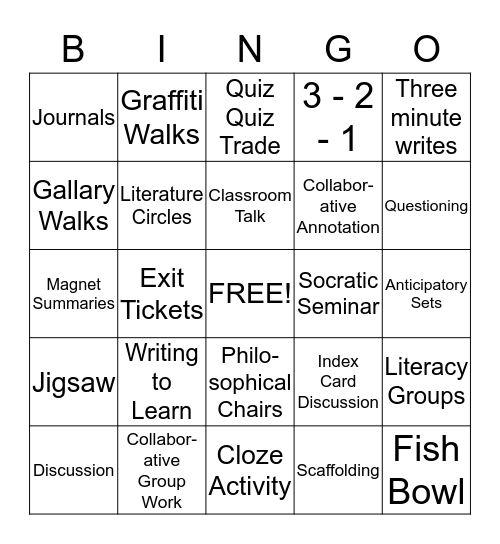 CIF Bingo Card