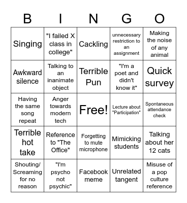 Spanish Bingo Card