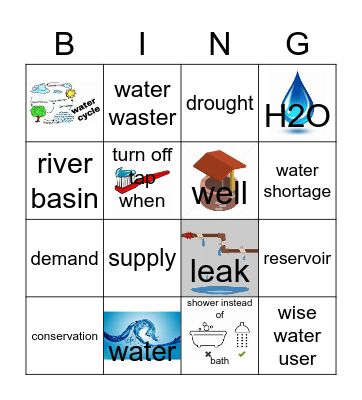 Water Conservation Bingo Card