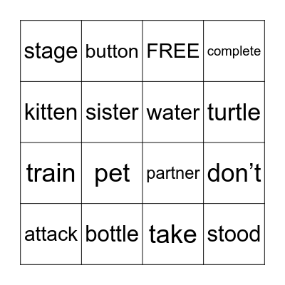 Different /t/ Sounds - Game 1 Bingo Card