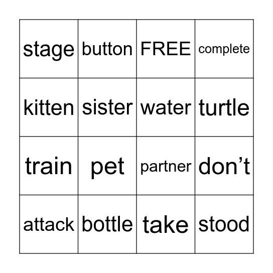 Different /t/ Sounds - Game 1 Bingo Card