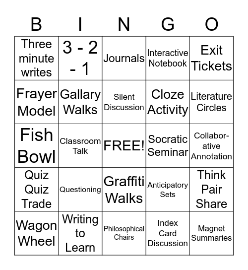 CIF Bingo Card