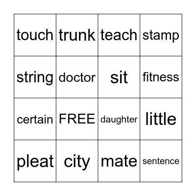Different /t/ Sounds - Game 2 Bingo Card