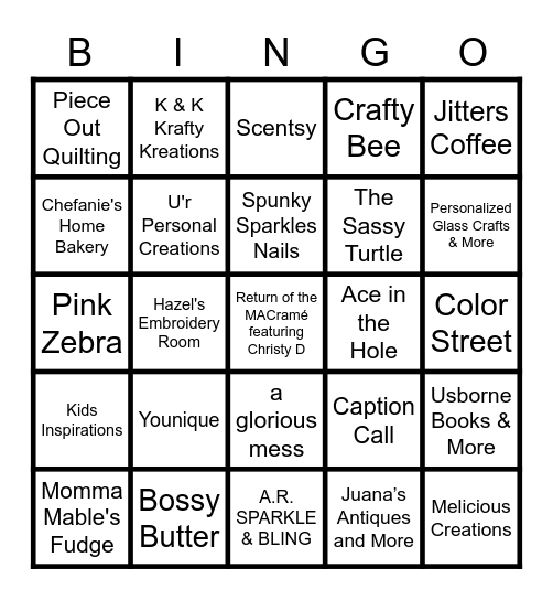 2021 Small Business Spring Market Bingo Card