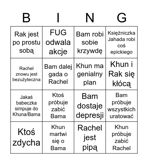 Bingo z TOG Bingo Card