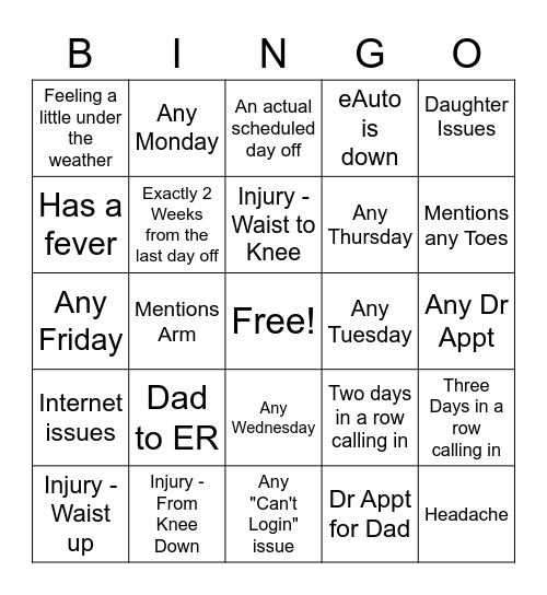 Untitled Bingo Card