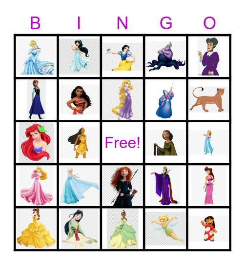 Princess Bingo Card