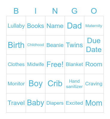 Baby Bingo Card