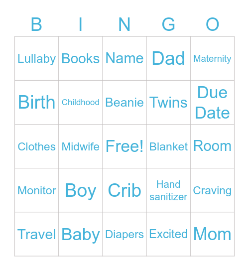 Baby Bingo Card