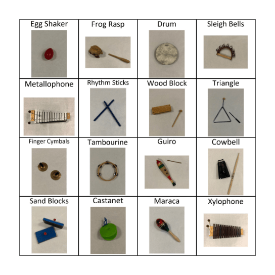 Classroom Instruments Bingo Card
