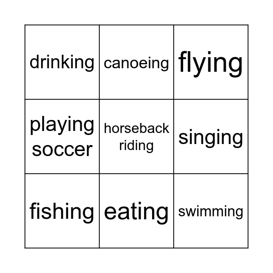 VERB BINGO Card