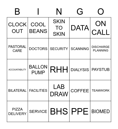 HAPPY HOSPITAL WEEK 2021 Bingo Card