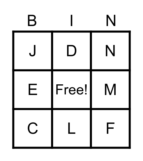 Alphabet Bingo Card
